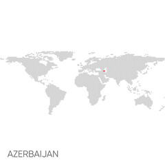 Dotted world map with marked azerbaijan