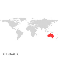 Fototapeta na wymiar Dotted world map with marked australia