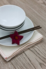 Kitchen utensils on wooden table