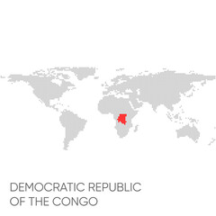 Dotted world map with marked Democratic Republic of the Congo