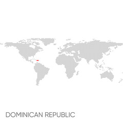 Fototapeta na wymiar Dotted world map with marked Dominican Republic