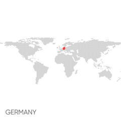 Dotted world map with marked germany