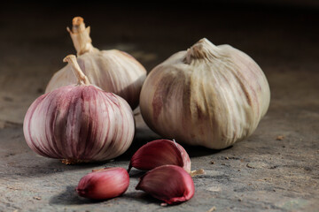 garlic on a wooden background