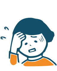 咳する人のルーズな線のイラスト Illustration of a sick person drawn with loose lines