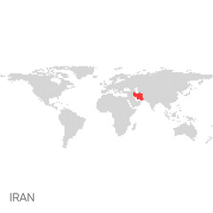 Fototapeta na wymiar Dotted world map with marked iran