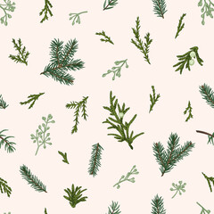 Christmas seamless green pattern.