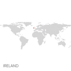 Dotted world map with marked ireland