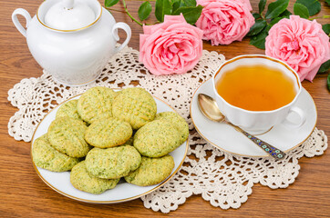 Homemade tasty cakes, mint cookies. Studio Photo