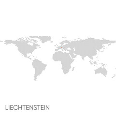 Dotted world map with marked Liechtenstein