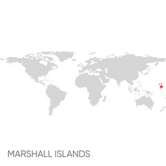 Dotted world map with marked Marshall Islands