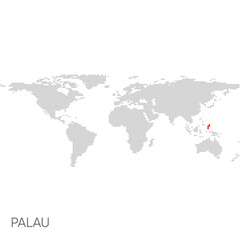 Fototapeta na wymiar Dotted world map with marked palau