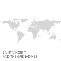 Dotted world map with marked Saint Vincent and the Grenadines