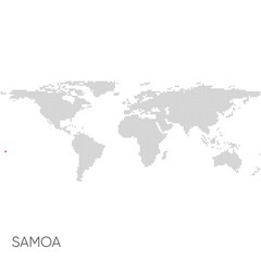 Fototapeta na wymiar Dotted world map with marked samoa