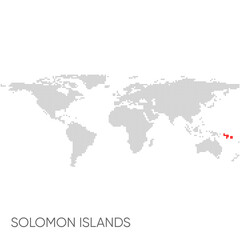 Dotted world map with marked Solomon Islands