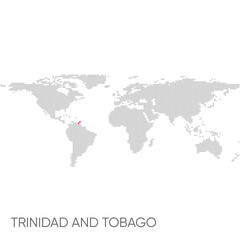 Dotted world map with marked Trinidad and Tobago