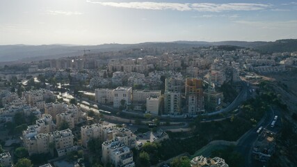 
Jerusalem orthodox neighborhood Ramot Alon Aerial view
Drone Image of Israeli settlement in northwest East Jerusalem
