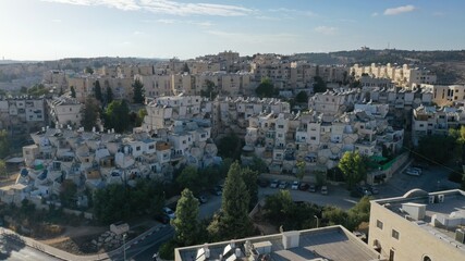 Jerusalem orthodox neighborhood Ramot Polin hive buildings- Aerial 
Ramot polin is part of the larger neighborhood of Ramot, an Israeli settlement in northwest East Jerusalem
