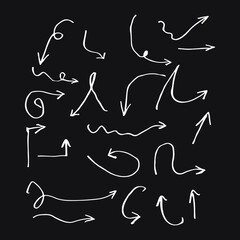 Set of rough hand drawn, grunge, handmade elements arrows, waypoints EPS Vector