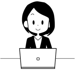 笑顔でノートパソコンを操作をするビジネスウーマン