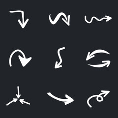 Set of rough hand drawn, grunge, handmade elements arrows, waypoints EPS Vector