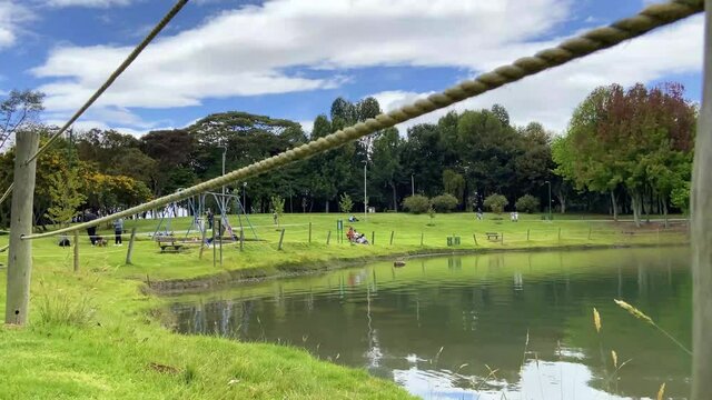 People in the simon bolivar park - Sunny day - Bogot&aacute;, Colombia