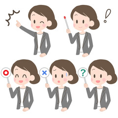 ビジネスウーマン　ポインター　セット