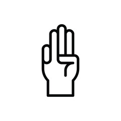 Obraz premium Three Finger, Hand Sign Icon Logo Illustration Vector Isolated. Hand Sign and Gesture Icon-Set. Suitable for Web Design, Logo, App, and UI. Editable Stroke and Pixel Perfect. EPS 10.
