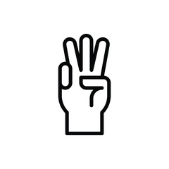 Fototapeta na wymiar Three Finger, Palm Hand, Hand Sign Icon Logo Illustration Vector Isolated. Hand Sign and Gesture Icon-Set. Suitable for Web Design, Logo, App, and UI. Editable Stroke and Pixel Perfect. EPS 10.