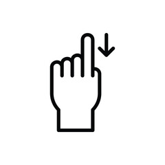Swipe Down, Gesture Icon Logo Illustration Vector Isolated. Hand Sign and Gesture Icon-Set. Suitable for Web Design, Logo, App, and UI. Editable Stroke and Pixel Perfect. EPS 10.
