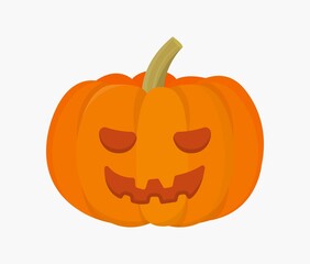 A pumpkin face isolated on white background, cartoon comic vector illustration