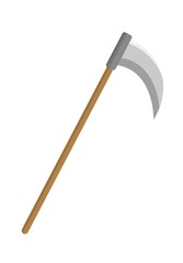 A sharp sickle isolated on white background, cartoon comic vector illustration