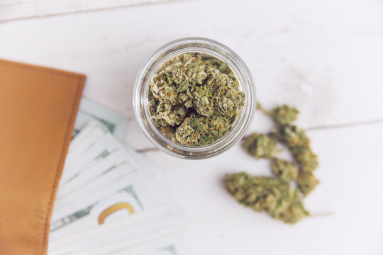 Cannabis Flower With Wallet Of Money