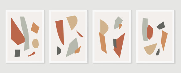 Abstract wall art vector collection.  Abstract organic shape Art design for poster, print, cover, wallpaper, Minimal and  natural wall art. Vector illustration.