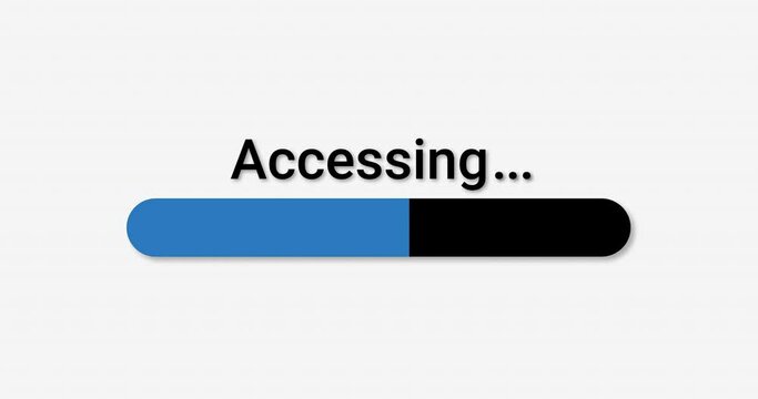 Access Bar progress computer screen animation loop isolated on white background with blue progress indicator updating in 4K. Load Screen