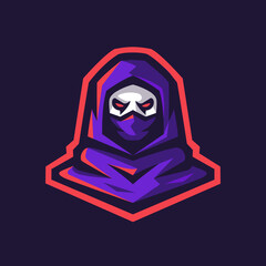 dark red grim reaper esport gaming mascot logo template - Vector