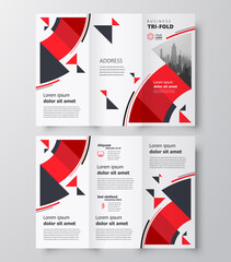 Tri-fold circles theme business brochure design template red color 
