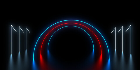 3D abstract background with neon lights. neon tunnel .3d illustration