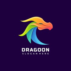 Vector Logo Illustration Dragon Gradient Colorful Style.