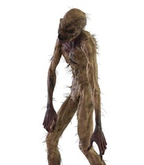 Straw man scarecrow monster isolated on white background 3d illustration