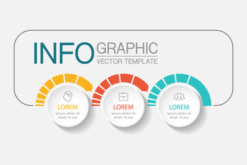 Vector infographic template, 3 steps or options. Data presentation, business concept design for web, brochure, diagram.