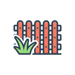 Color illustration icon for fence