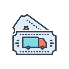 Color illustration icon for transport ticket