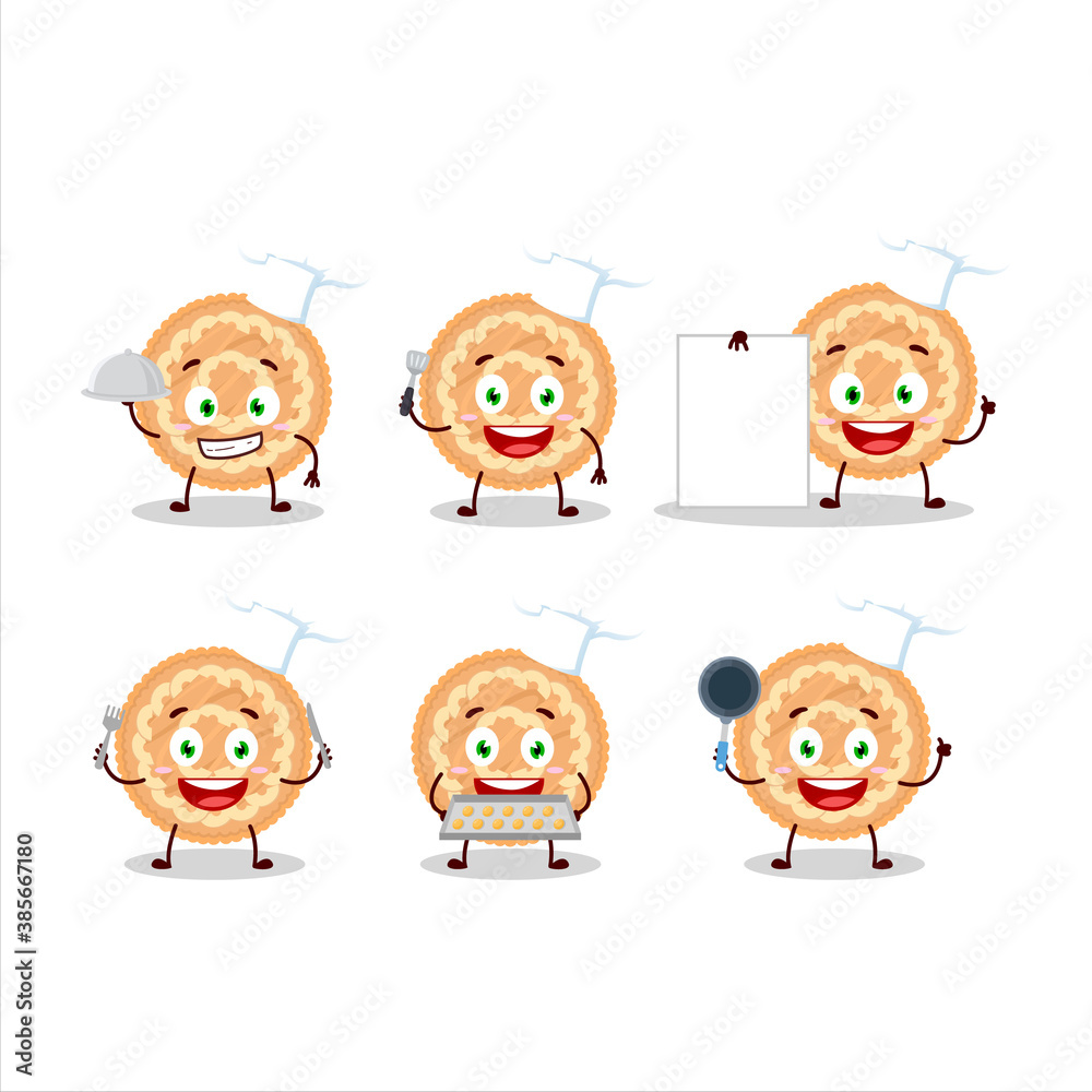 Poster Cartoon character of potatoes pie with various chef emoticons