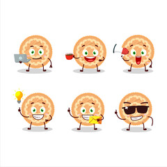 Potatoes pie cartoon character with various types of business emoticons
