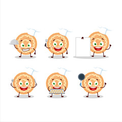 Cartoon character of potatoes pie with various chef emoticons