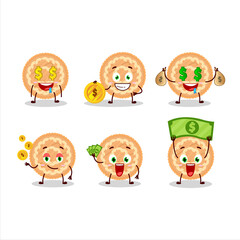 Potatoes pie cartoon character with cute emoticon bring money