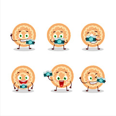 Photographer profession emoticon with potatoes pie cartoon character