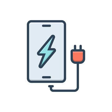 Color illustration icon for phone charging