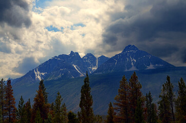 Obraz premium Alberta, Canada - Rocky Mountain Peaks by Highway 93
