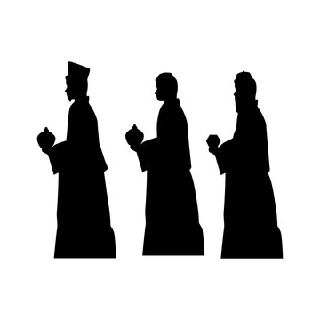 merry christmas three wise men silhouette design, nativity winter season and decoration theme Vector illustration
